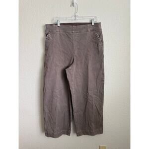 Spanx Jeans Women 2X Brown Wide Leg Elastic Waist FLAW